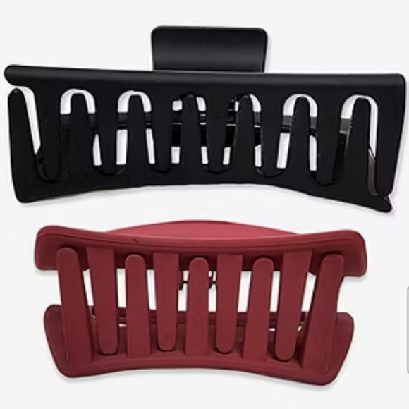 1/$5 or 3/$10 NWT a.n.a Black & Burgundy\ Red Claw 2-pc. Large Hair Clip - Picture 2 of 8